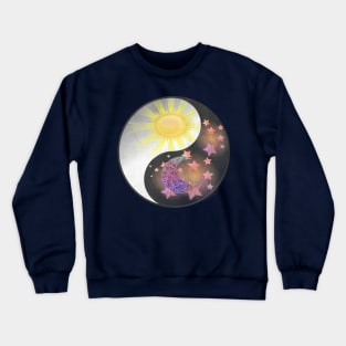 Yin & Yang Balance, Moon, Sun & Stars Graphic Spiritual Gifts Crewneck Sweatshirt